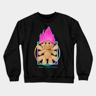 Troll vitruvanus the Vitruvianman parody troll (pink background) Crewneck Sweatshirt